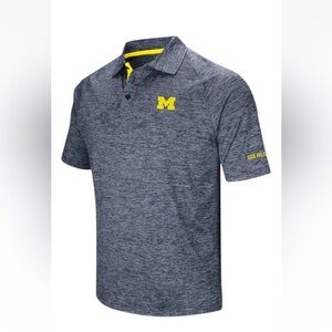 Colosseum Michigan Wolverines Polo Shirt Short Sleeve Blue Medium NWT